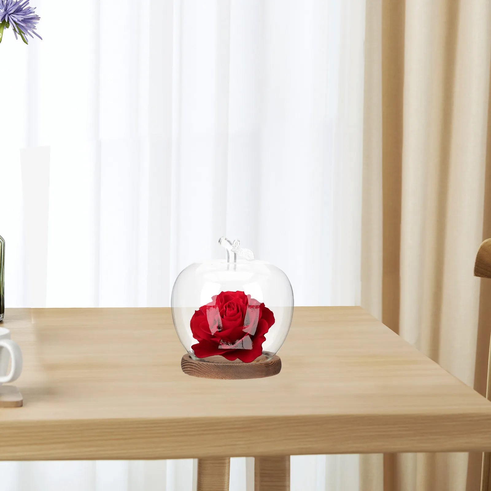 Glass Dome Cover Wood Base