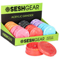 12CT DISPLAY - SeshGear Marbled Acrylic Grinder -  2pc / 2.4" / Assorted Colors