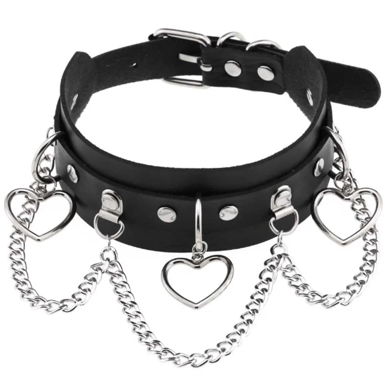 Punk Chain Heart Choker Collar