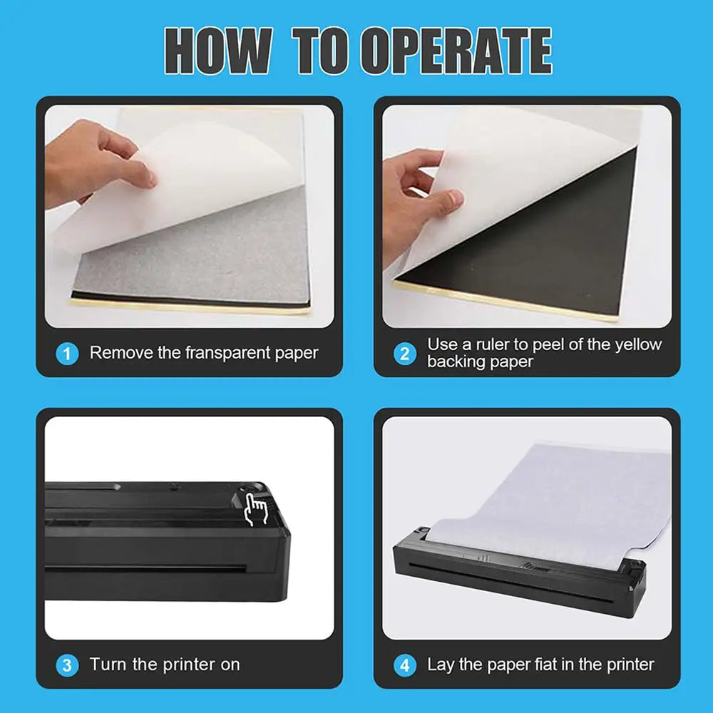 Wireless Tattoo Transfer Stencil Printer Bluetooth Thermocopier Portable Tattoo Copier Machine Tattoo Transfer Paper Supply