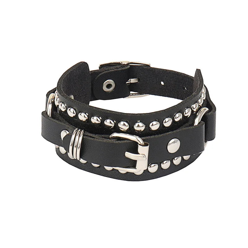 Leather Wristband Bracelet Cuff