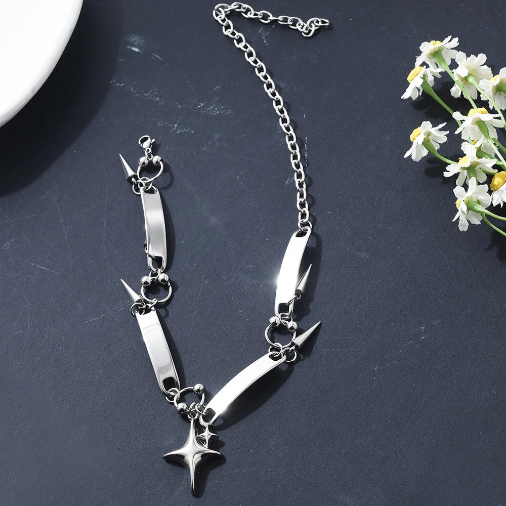Y2K Punk Spike Star Pendant Necklace