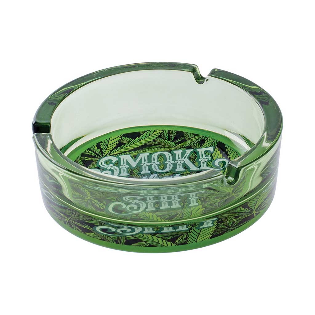 Green Smoke That Shit Glass Ashtray
