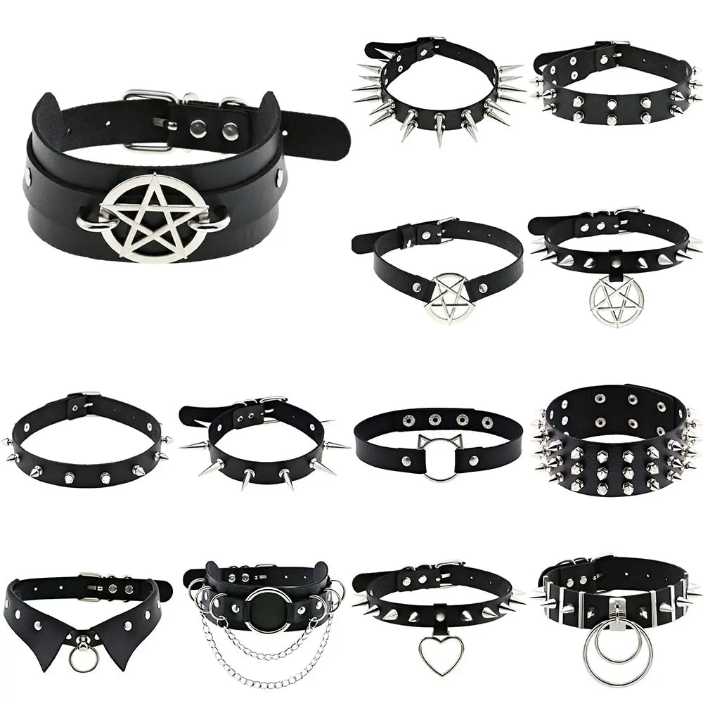 Gothic Punk Spike & Chain Choker Collection