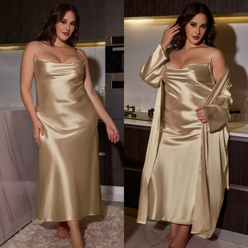 Plus Size Women Nightwear /Bathrobe Set 2pcs