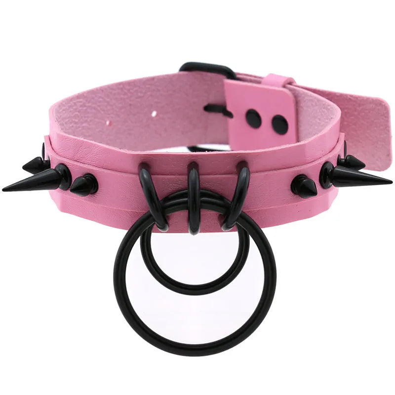 Gothic Spiked O-Ring Choker Collar