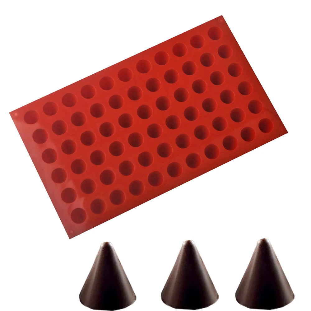 66-Cells Cone Chocolate Baking Mold Food Grade Silicone Chocolate Mold Child Candy Bakeware Cake Decorating Kitchen Bakeware