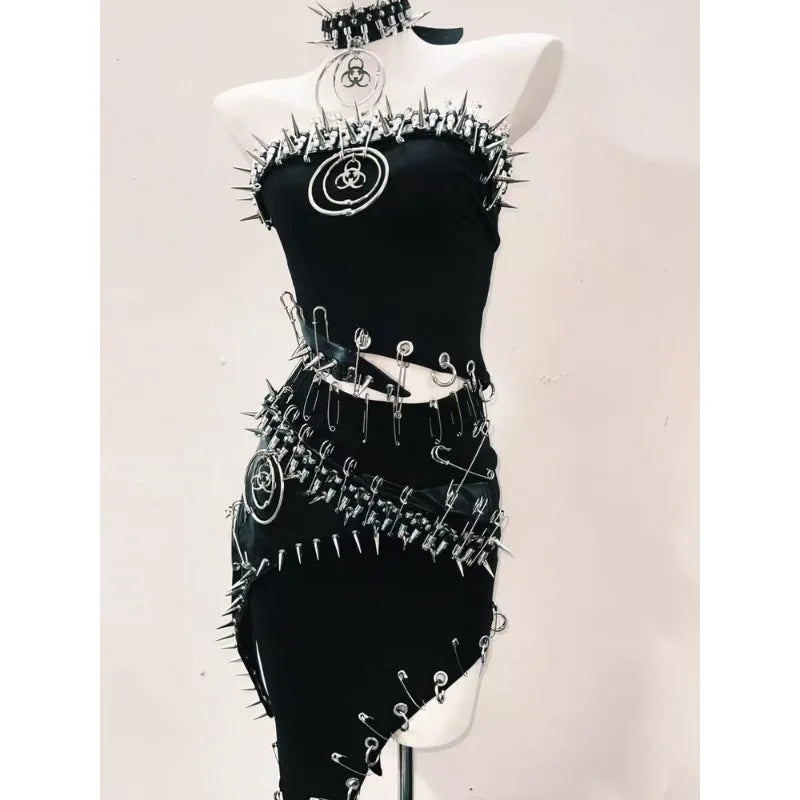 Y2K Gothic Biohazard Spike Choker