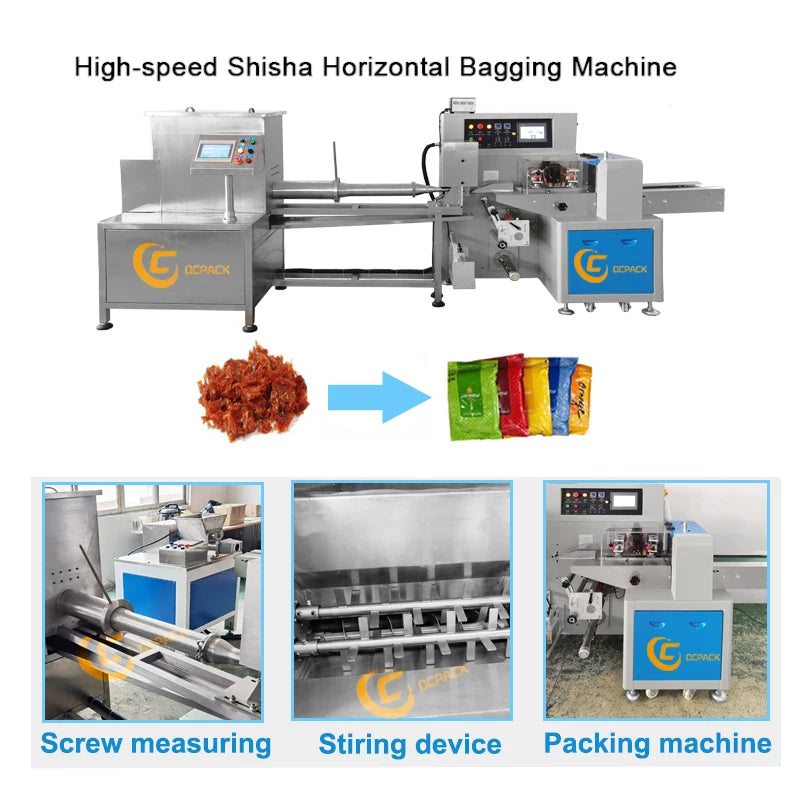 50g 100g 250g Full-automatic Cellophane Bags Molasses Hookah Shisha Tobacco Packing Machine