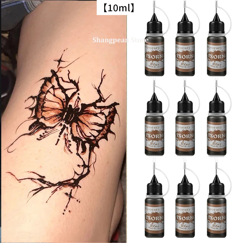 9-Pack 10ml Henna Temporary Tattoo Cones