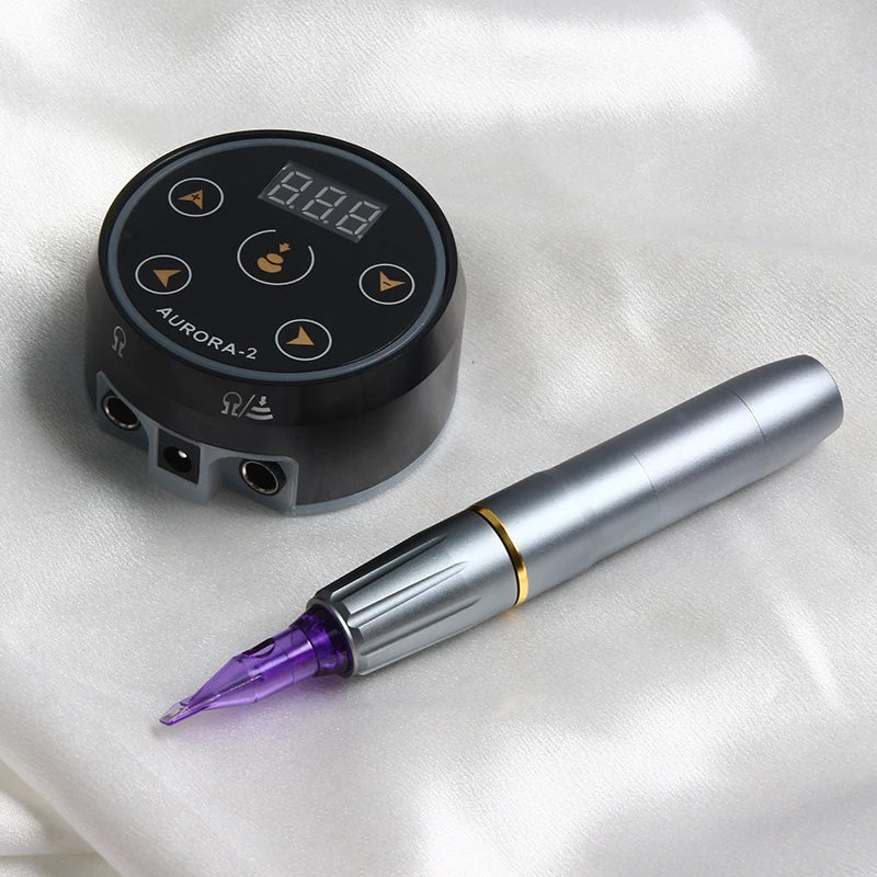 All-in-one Rotary Tattoo Machine Pen RCA Eyebrow Permanent Makeup Power Supply Tattoo Machine 2 Heads Kit