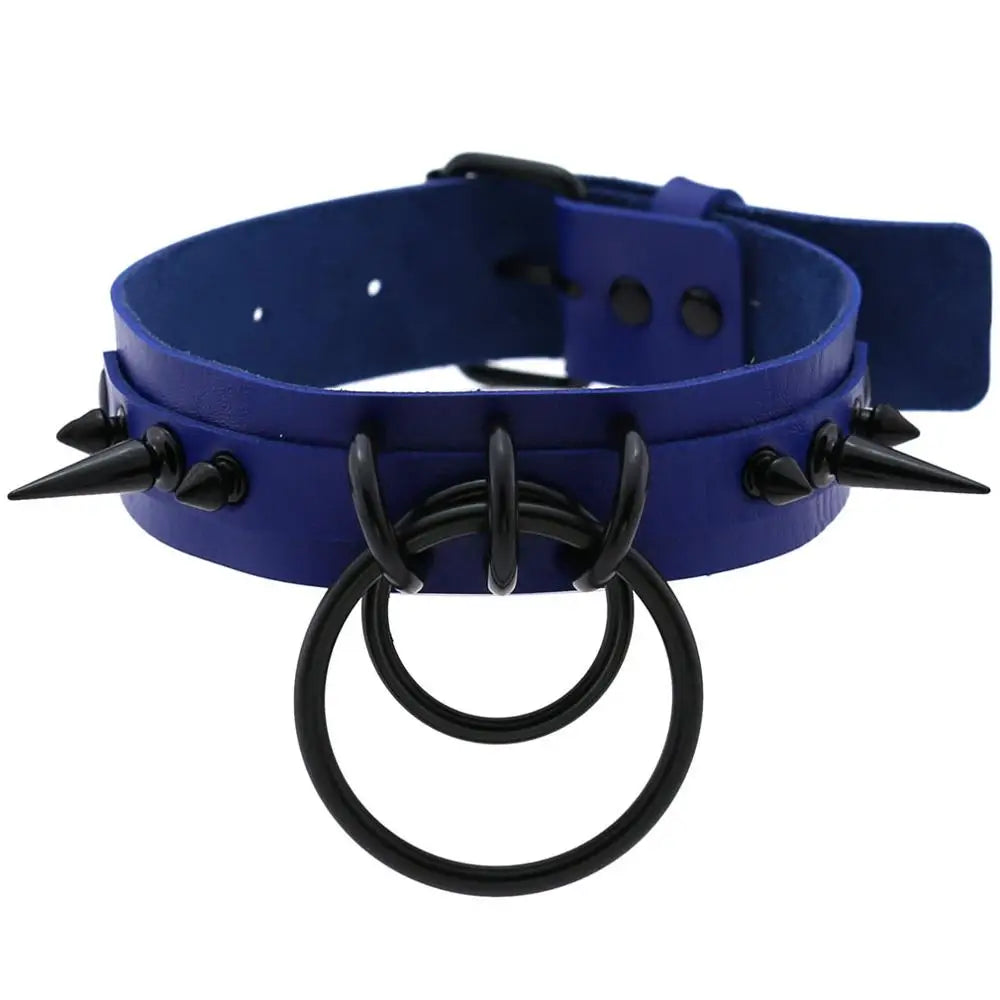 Gothic Punk Double O-Ring Spike Choker