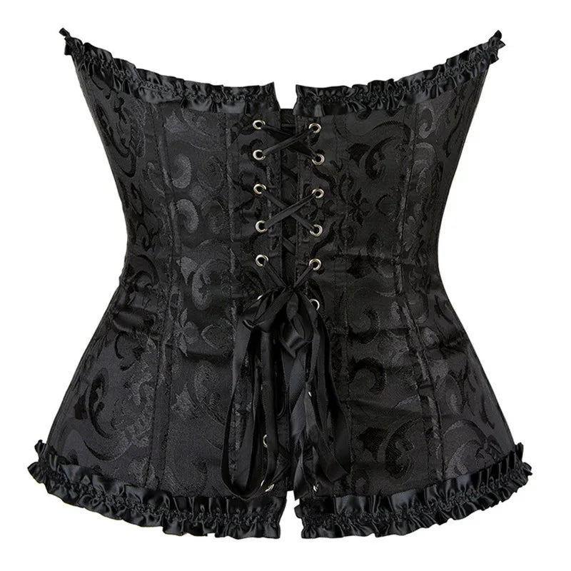 Vintage Gothic Jacquard Overbust Corset