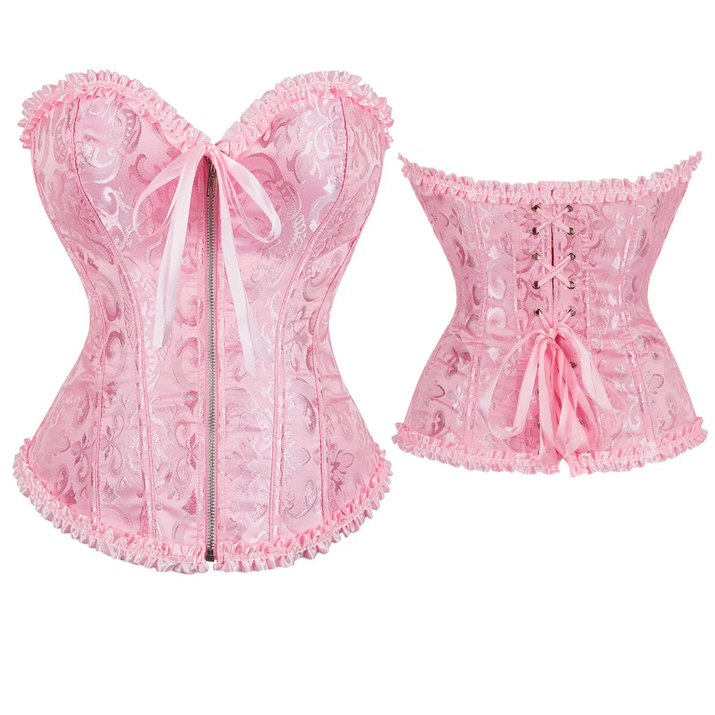 Vintage Gothic Jacquard Overbust Corset