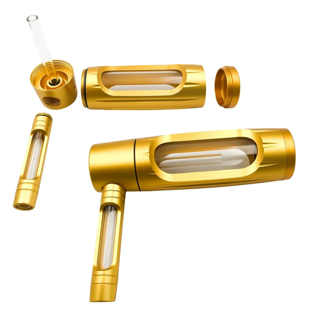 Portable Metal Smoking Pipe with 155mm Glass Bowls Dry Burning Grass Tobacco Pipes Hookah Shisha Pipa for Smoke Accessories