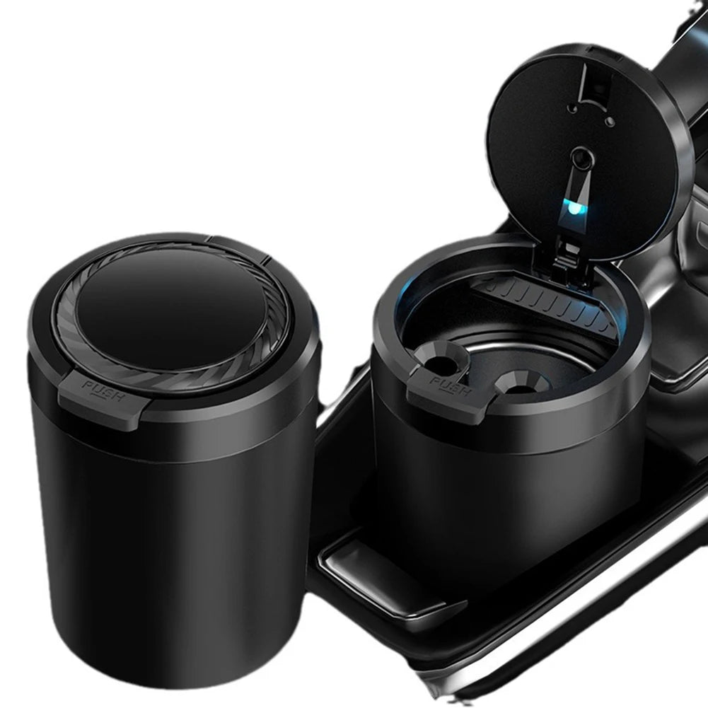 Car Ash Tray Portable Car Ash Tray LED Light ABS Slivery Black Aluminum Cup Automobiles Interior Accessories Portable Smokeless