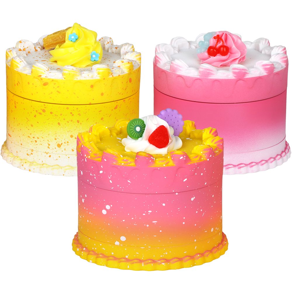 6CT DISPLAY - SeshGear Zinc & Resin Cake Grinder - 3pc / 2.7" / Assorted Styles