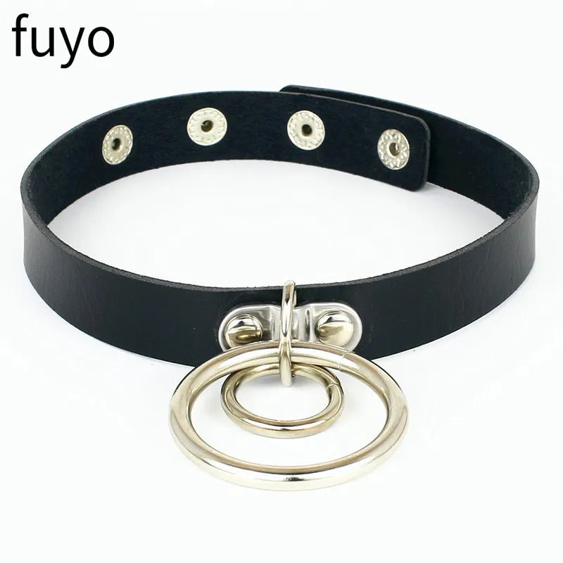 Gothic Punk Faux Leather Choker Necklaces