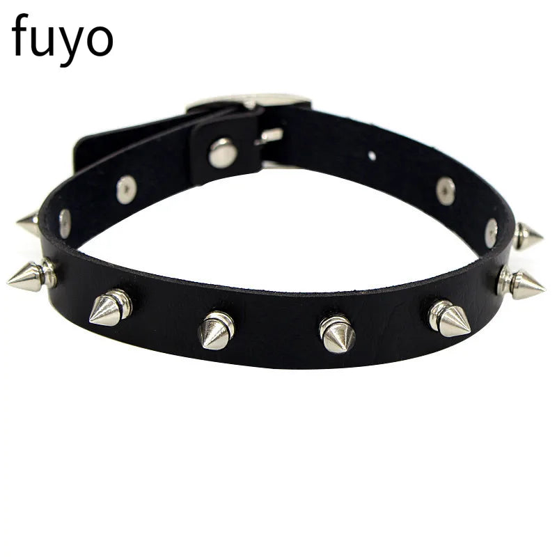 Gothic Punk Faux Leather Choker Necklaces