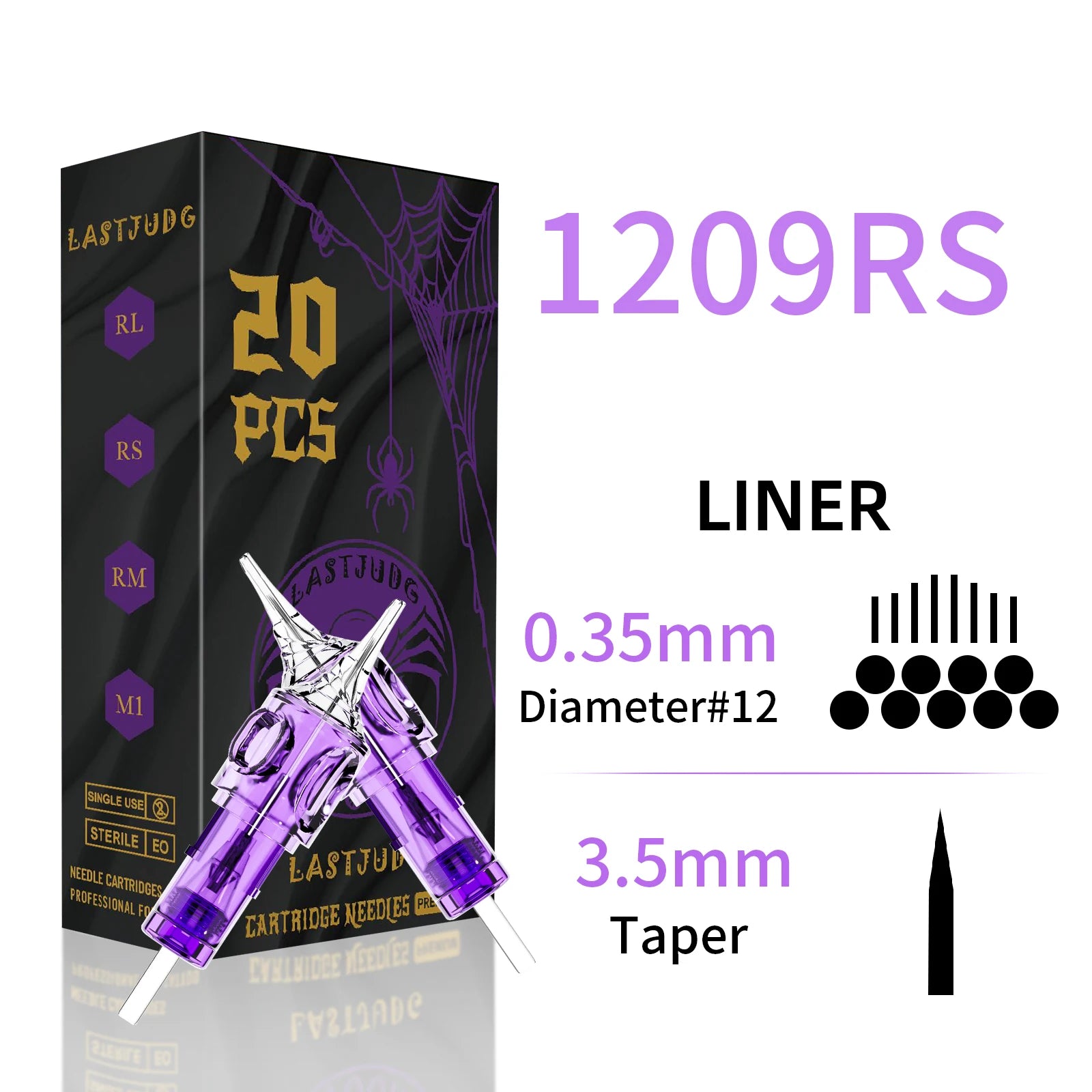 20pcsTB#12 Tattoo Needle Disposable Tattoo Cartridges RL/RS/M1/RM0.35mm Tattoo Needle Permanent Makeup Tattoo Tool with Membrane