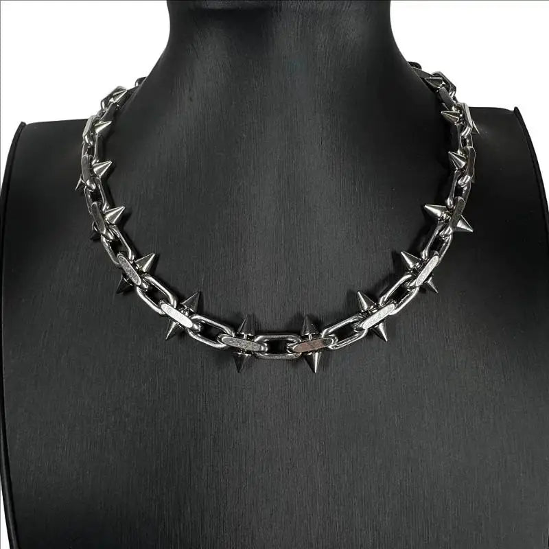 Gothic Punk Barbed Spike Chain Necklace