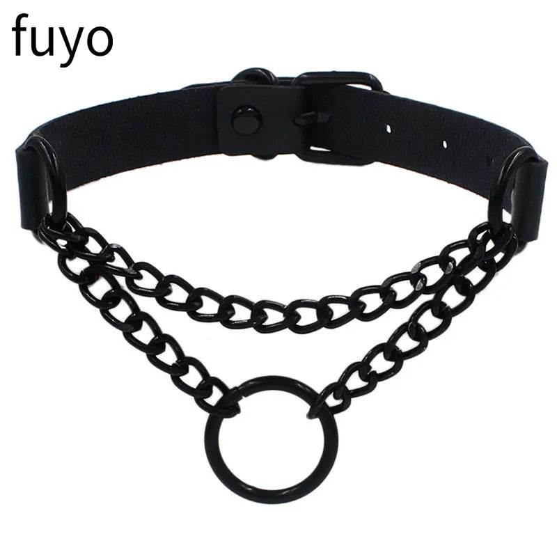 Gothic Punk Faux Leather Choker Necklaces