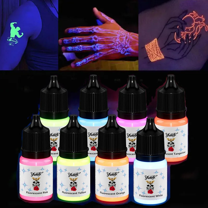 8-Color 5ml Fluorescent UV Tattoo Ink Kit