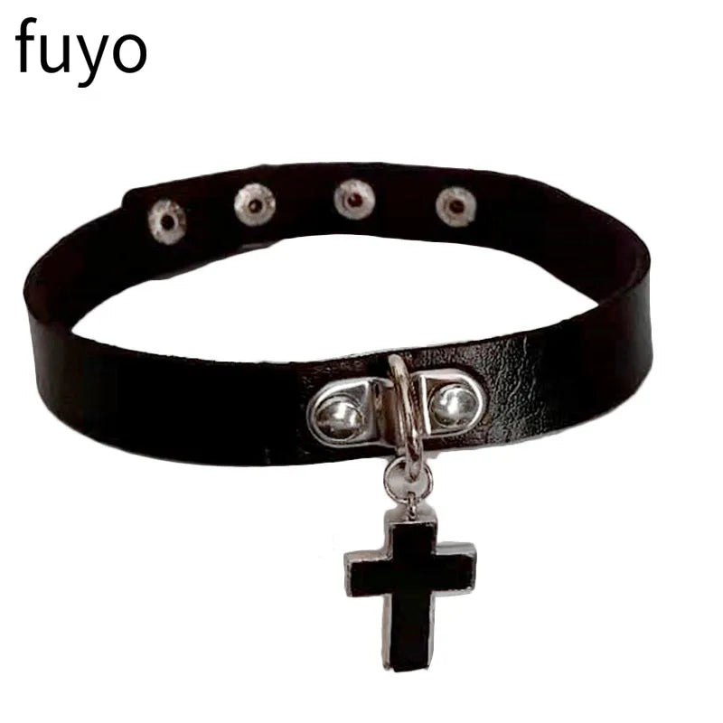 Gothic Punk Faux Leather Choker Necklaces
