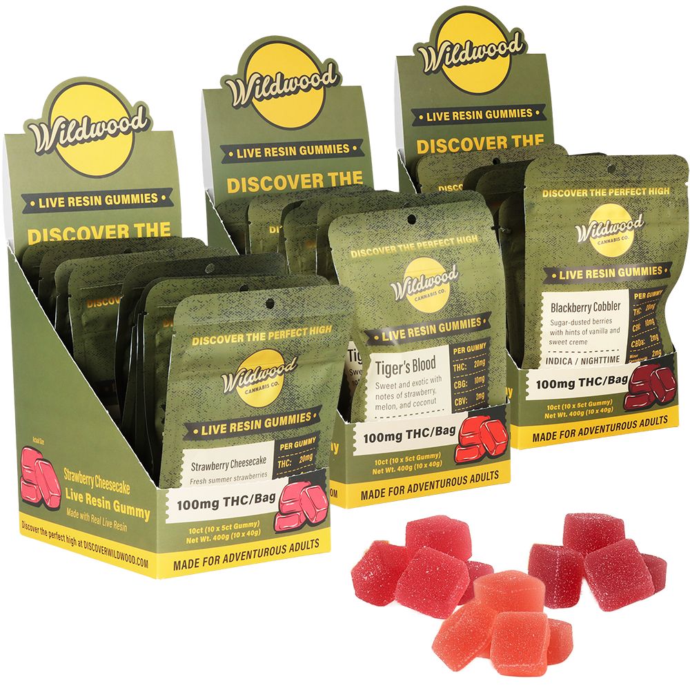Wildwood Dispensary Grade Live Resin THC Gummies | 100mg | 5pc | 10pk Display