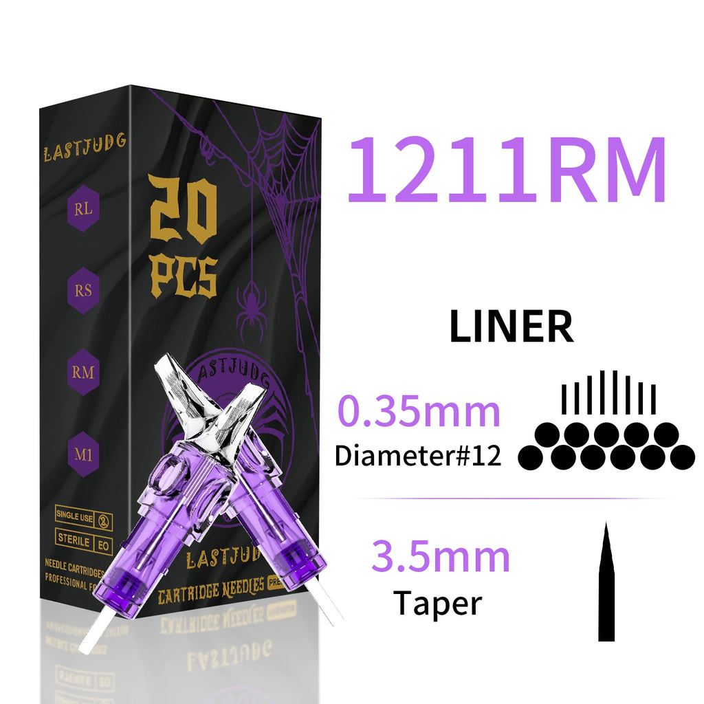20pcsTB#12 Tattoo Needle Disposable Tattoo Cartridges RL/RS/M1/RM0.35mm Tattoo Needle Permanent Makeup Tattoo Tool with Membrane
