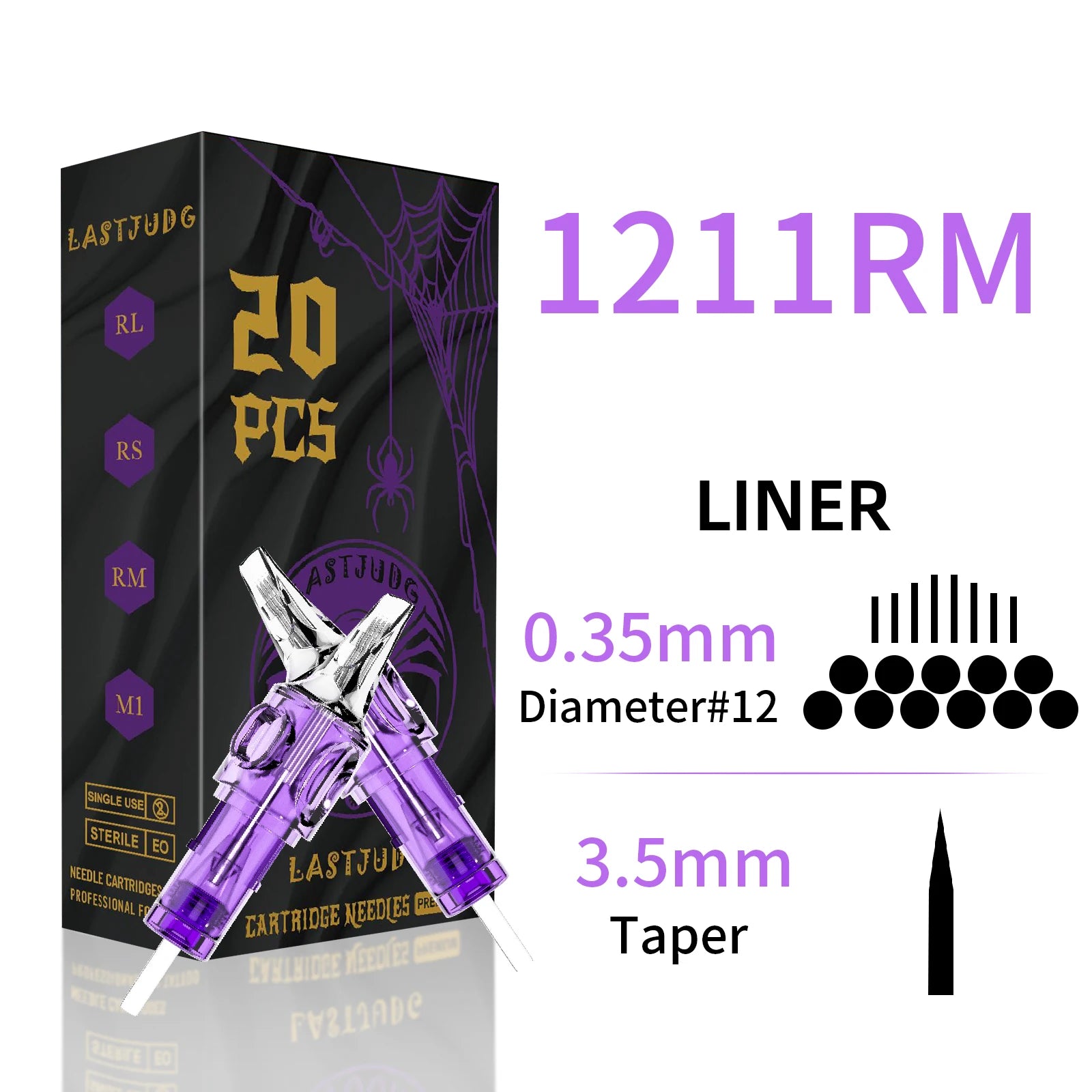 20pcsTB#12 Tattoo Needle Disposable Tattoo Cartridges RL/RS/M1/RM0.35mm Tattoo Needle Permanent Makeup Tattoo Tool with Membrane