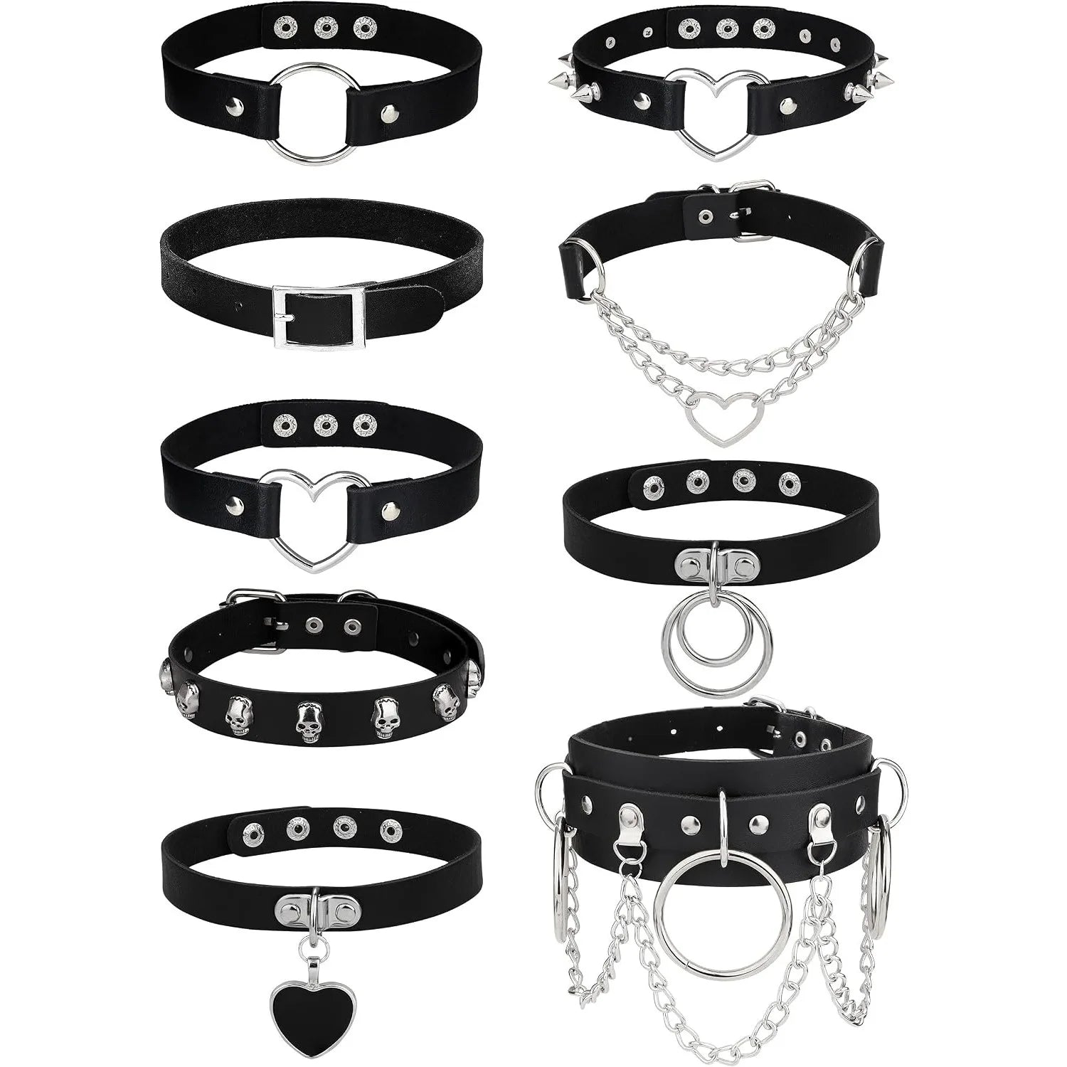 9-Piece Gothic Punk Choker Necklace Set