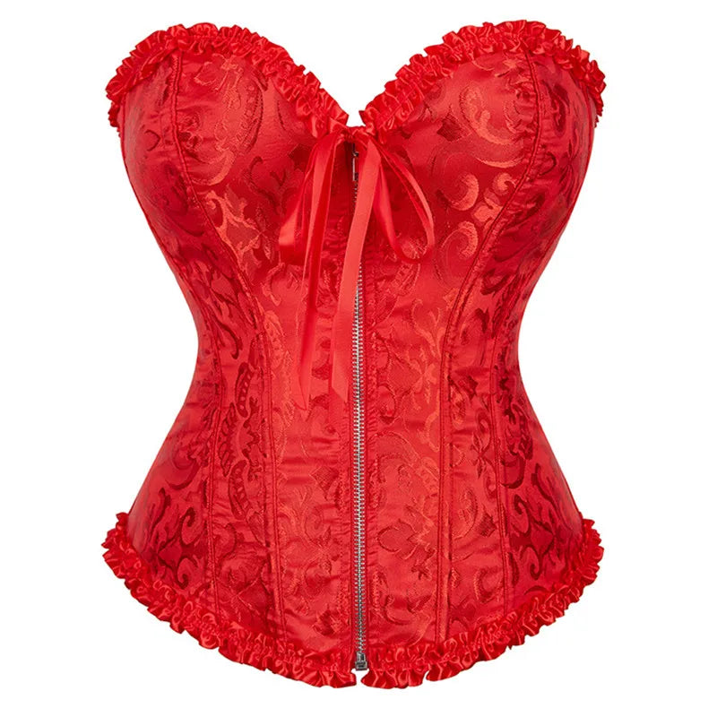 Vintage Gothic Jacquard Overbust Corset