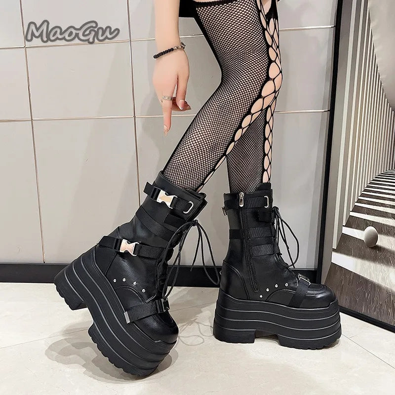 Women’s Gothic Buckle Mega Platform Boots