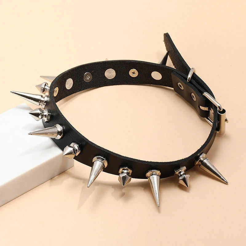 Punk Long Spike Studded Choker