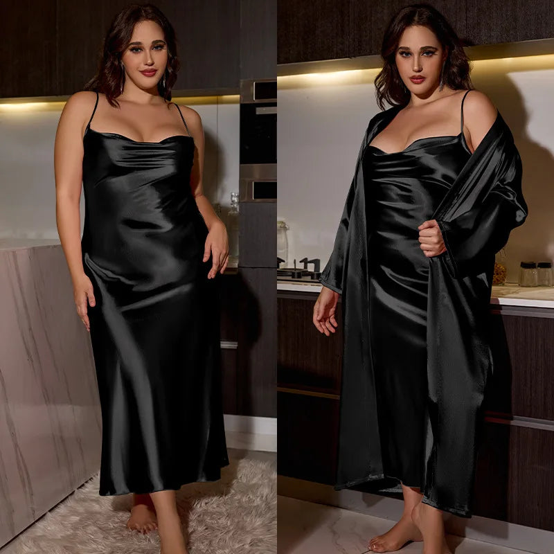 Plus Size Women Nightwear /Bathrobe Set 2pcs