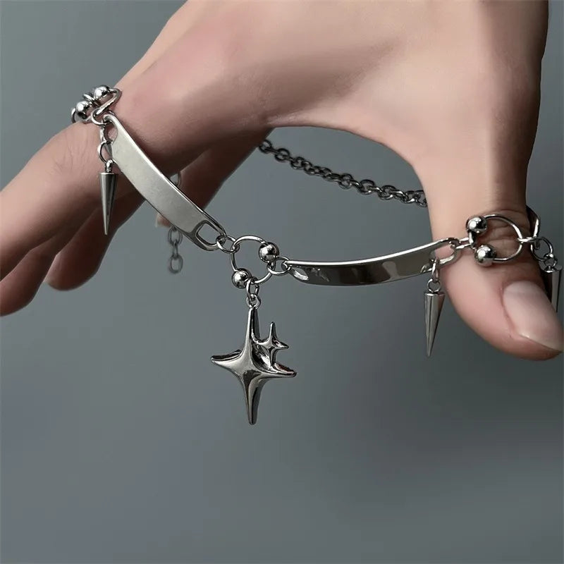 Y2K Punk Spike Star Choker Necklace