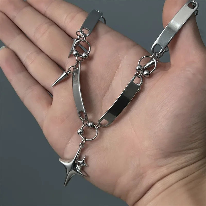 Y2K Punk Spike Star Choker Necklace
