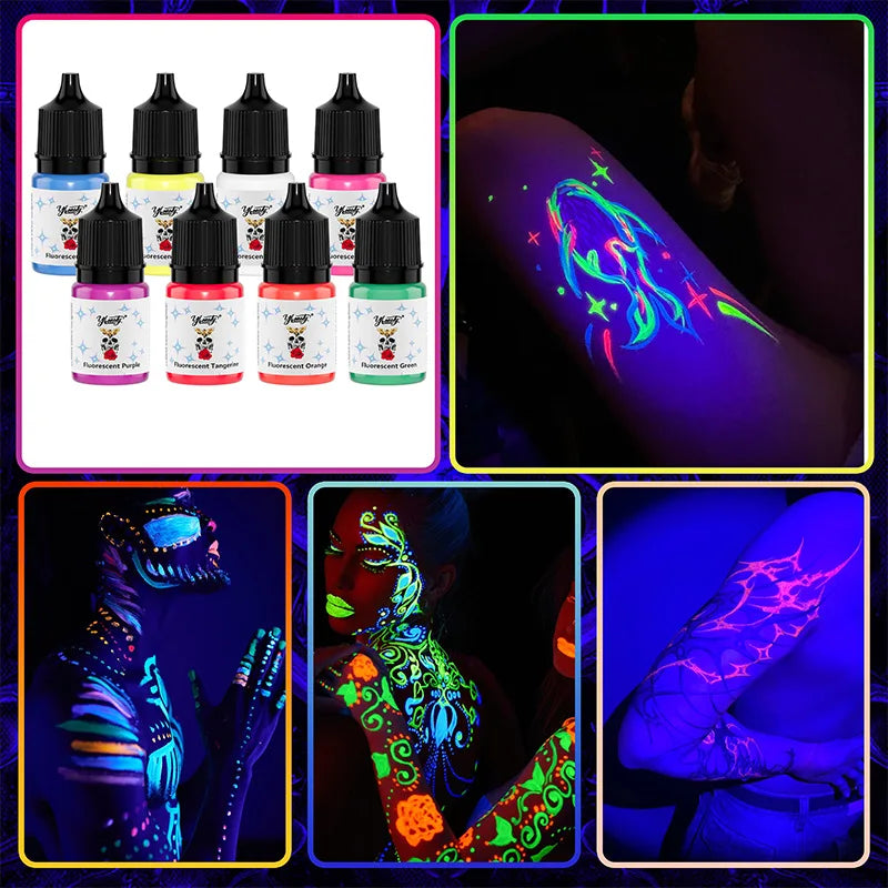 8-Color 5ml Fluorescent UV Tattoo Ink Kit