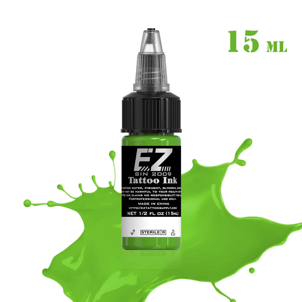 EZ Tattoo INK 25 Colors  1/2 oz 15ml/Bottle Tattoo Inks Pigment Kit for 3D Makeup Beauty Skin Body Art
