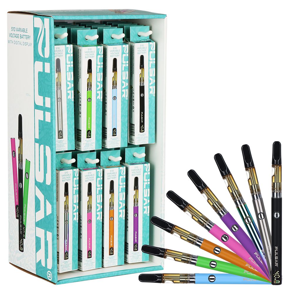 48CT DISPLAY - Pulsar Digital Display Slim VV Click Button 510 Battery - 400mAh / Asstorted Colors