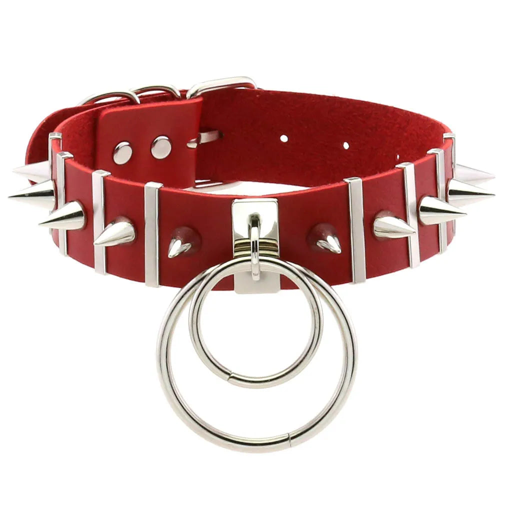 Punk Double O-Ring Spike Choker