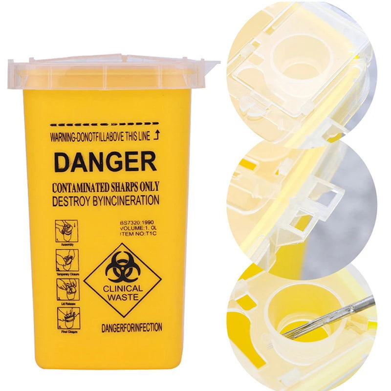 1L Plastic Tattoo Medical Supplies Container Waste Box Disposable Needle Tips Recycling Buckets Collection Tattoos Accessories