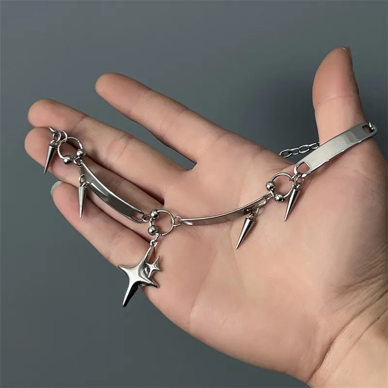 Y2K Punk Spike Star Choker Necklace