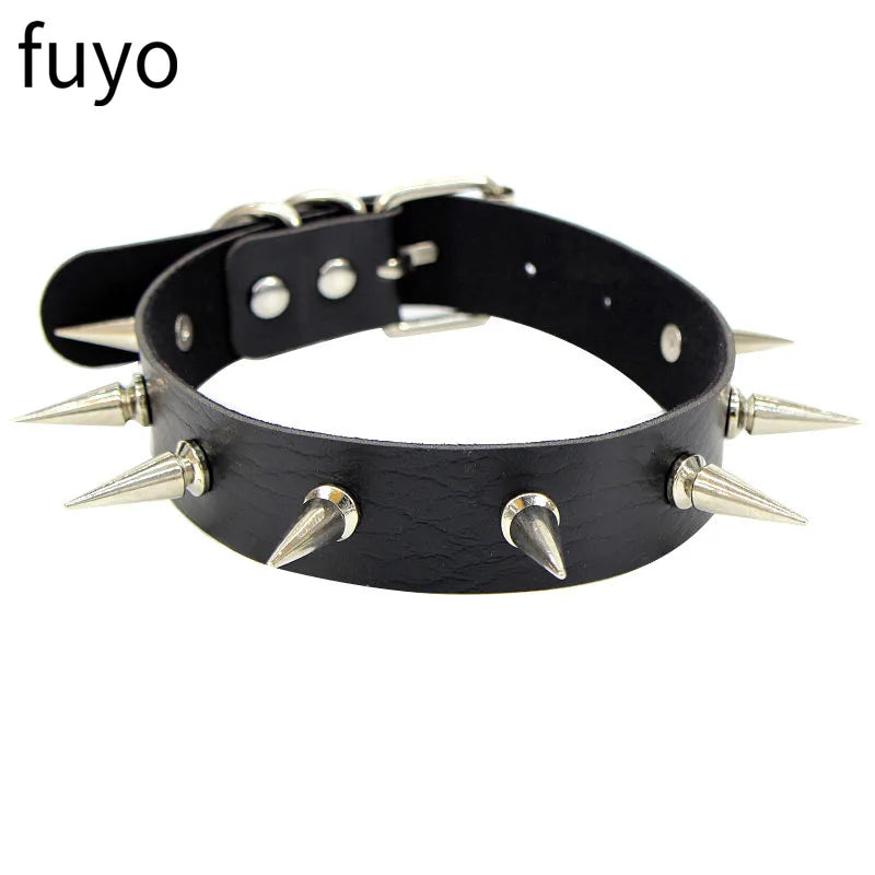 Gothic Punk Faux Leather Choker Necklaces