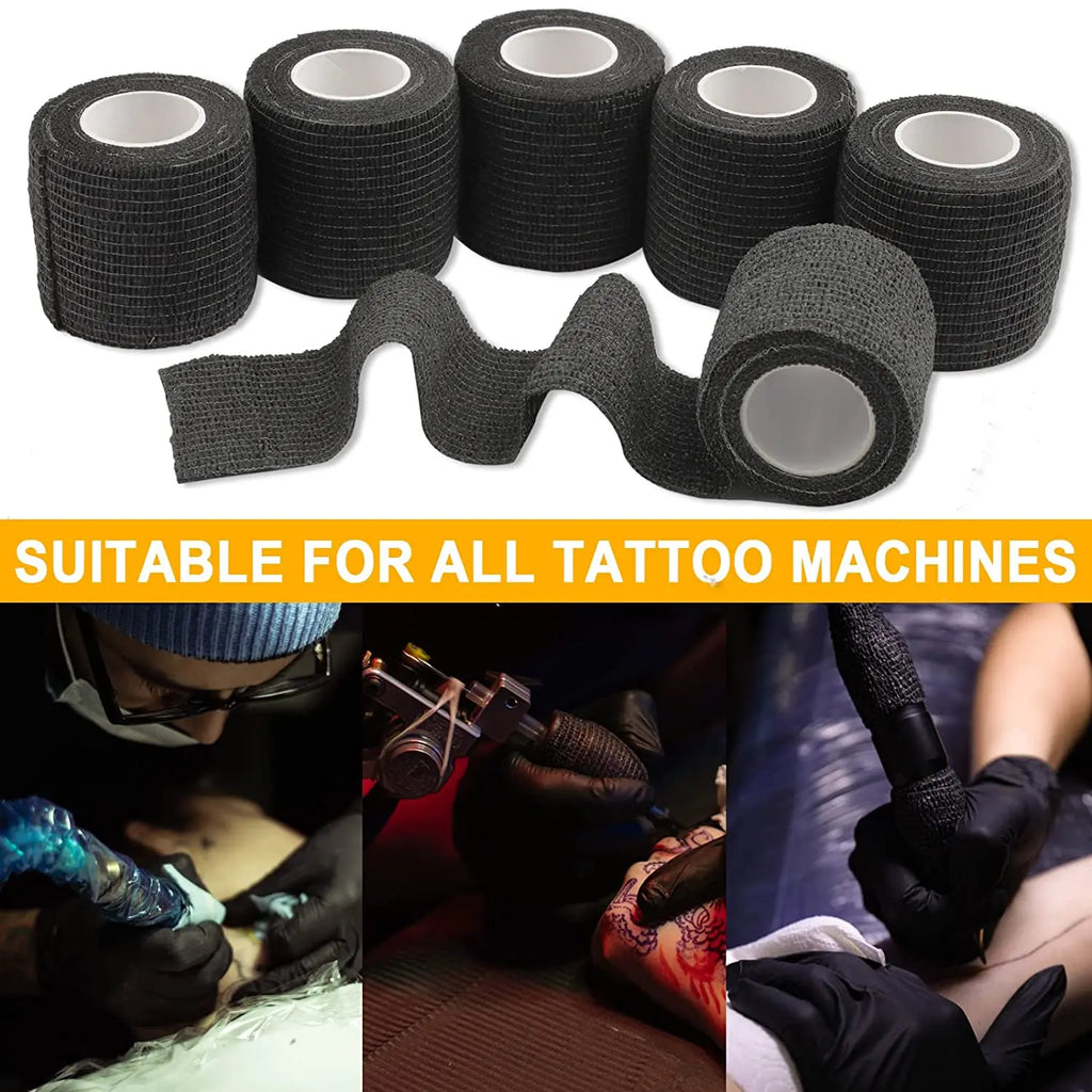 3/6/12/24/48/96pcs 2"x 5 Yards Tattoo Grip Tape Wrap, Elastic Bandage