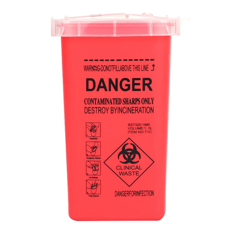 1L Plastic Tattoo Medical Supplies Container Waste Box Disposable Needle Tips Recycling Buckets Collection Tattoos Accessories