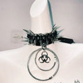 Y2K Gothic Biohazard Spike Choker