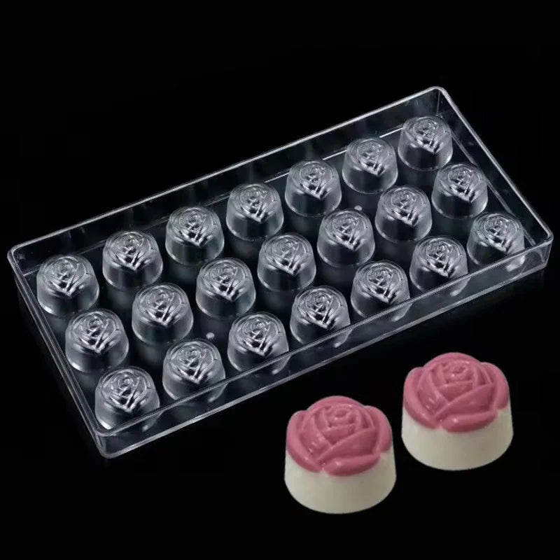1PC Chocolate Mold for Festival Valentine Day Household Kitchen DIY Baking Tool Plastic Homemade Candies Rose Heart-shaped TMZ