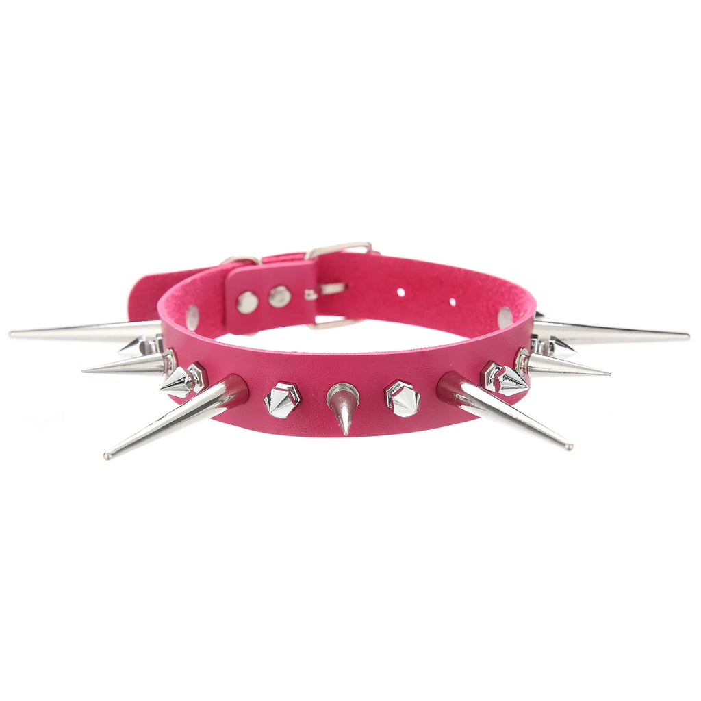 Punk Long Spike Studded Choker Collar